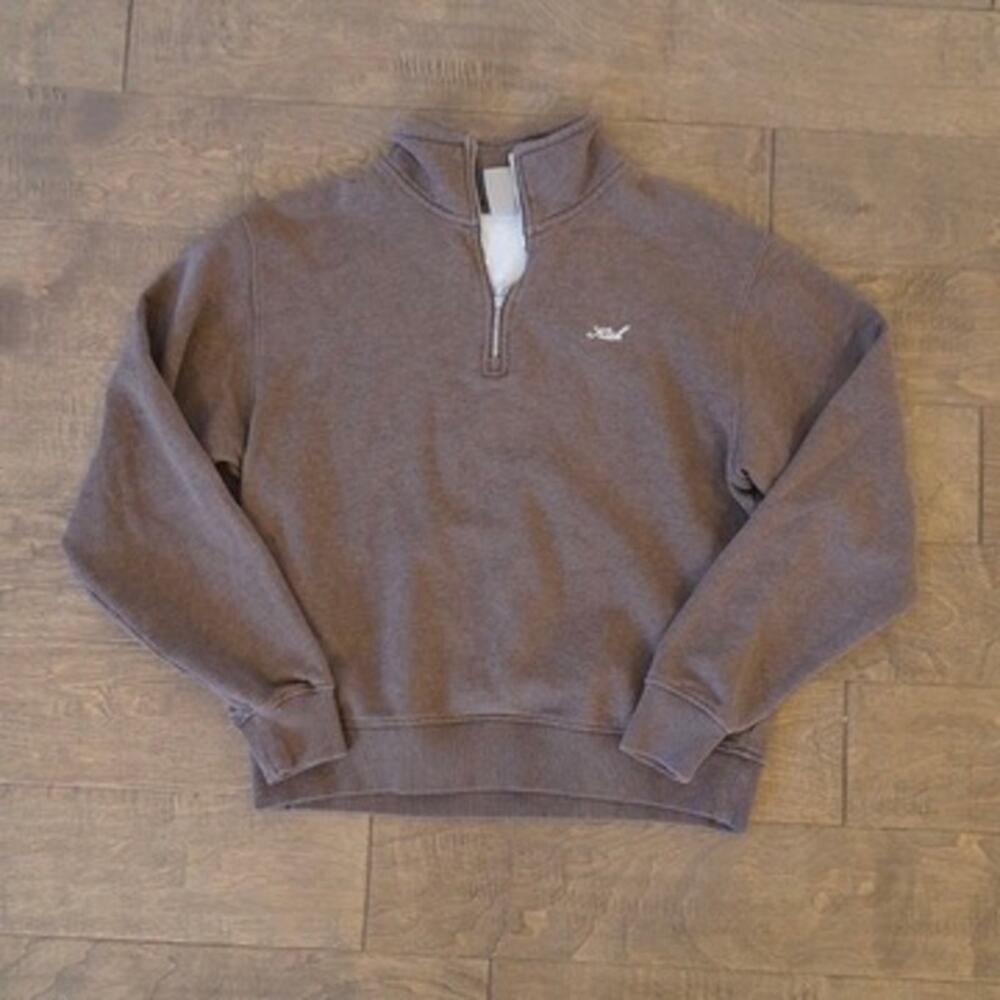 Kith Quarter Zip Long Sleeve Sweatshirt Brown Embroidered logo Mens Size Small